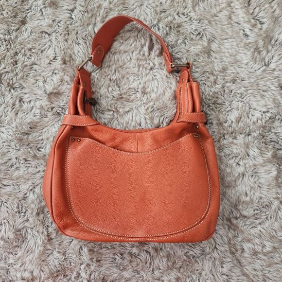 Gianni Bini Orange Leather Shoulder Bag - Picture 1 of 13